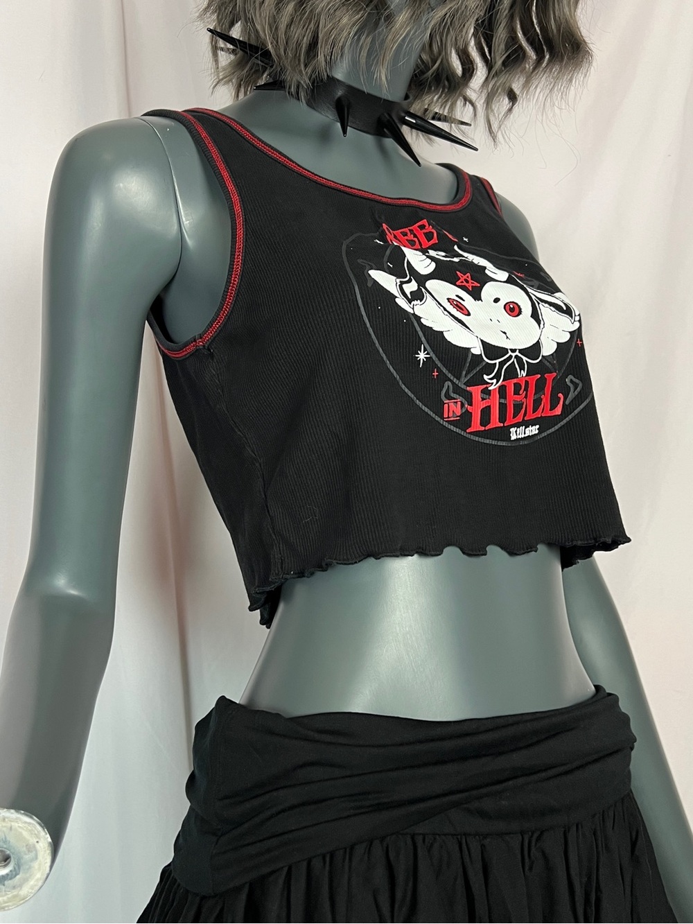 Killstar See U In Hell Baby Goat Red & Black Tank Top
